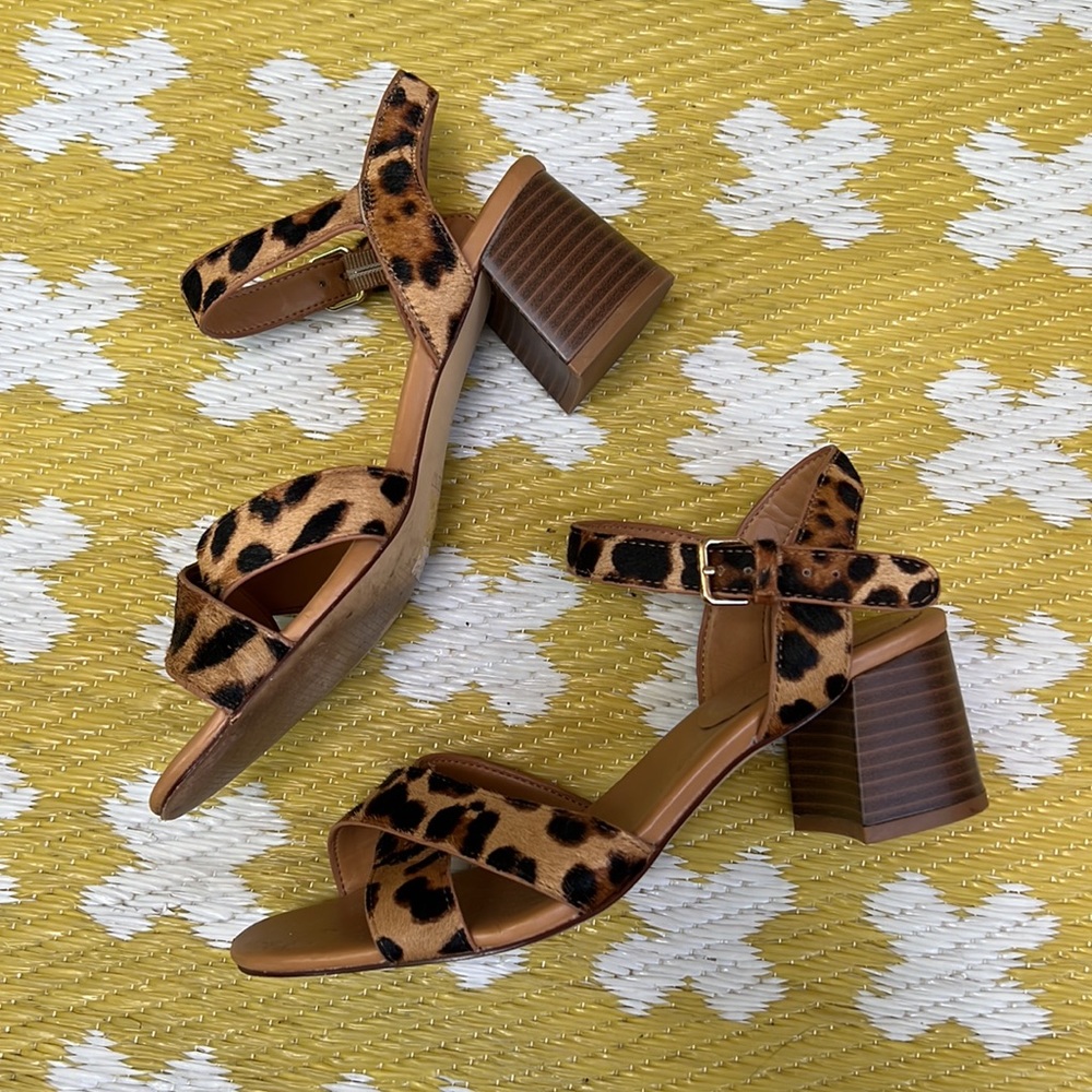 Leopard Print Calf Hair Sandals